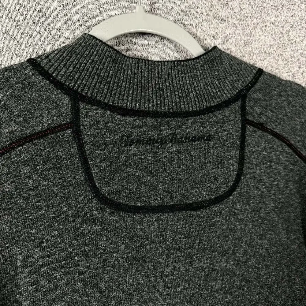 Tommy Bahama Men's Size XL Gray Long Sleeve 1/4 Zip Cotton Pullover Sweater
